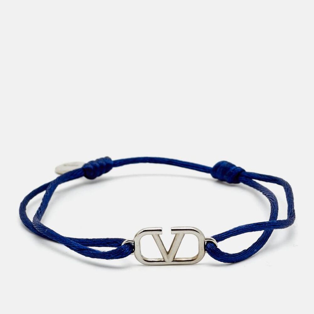 Valentino Vlogo Silver Tone Cord Bracelet